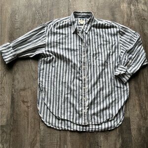 Anthropologie Navy and White Striped Shirt